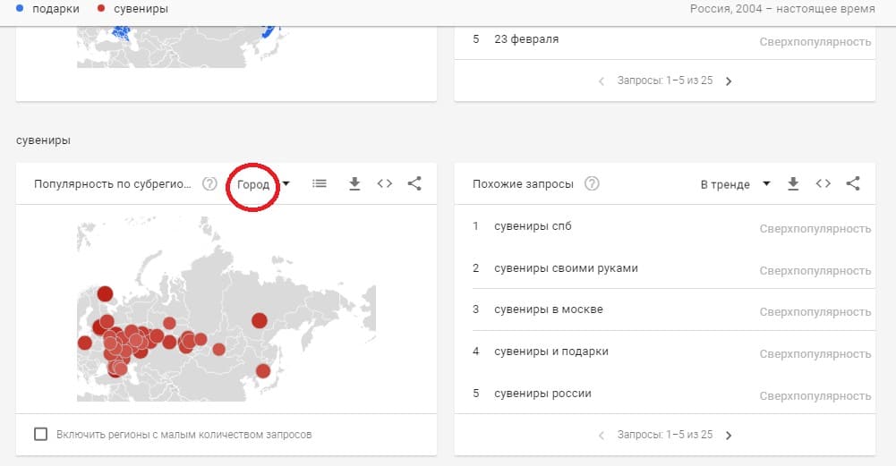 Google Trends анализ данных по регионам